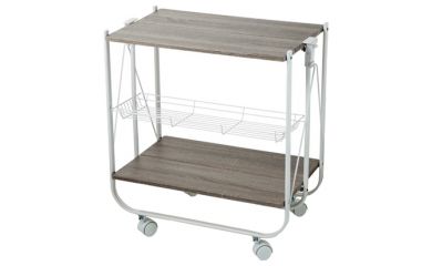 Kitchen Foldable Trolley, Rolling Service Cart, Folding Food Trolley